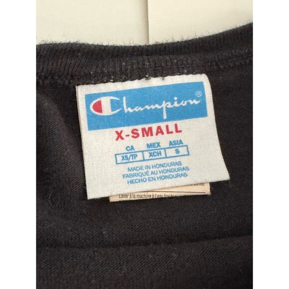 Champion Women’s Black Logo Cropped Crop T-Shirt Tee Top Size XS 100% Cotton - Picture 6 of 9